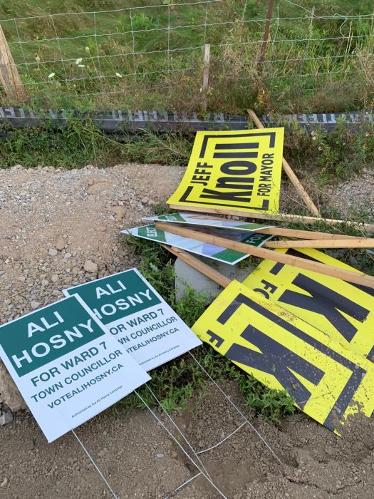 The least fun part of this campaign, collect the vandalized or thrown away signs :(